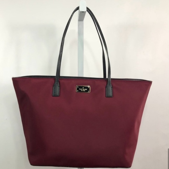 Kate Spade Maroon Merlot Nylon Carry All Tote Bag Brand New - Picture 7 of 8